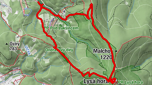 Malenovice-Lysá-Malchor-Satinské vodopády