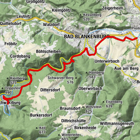 Panoramaweg Schwarzatal - Stage 1 Schwarza to Schwarzburg - Thuringian Forest