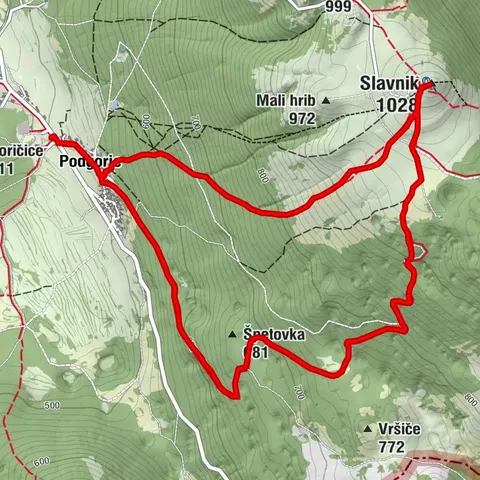 Trail on the blooming Slavnik