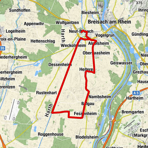 Cycle route: BL412 Nature and UNESCO heritage. From Neuf-Brisach to Fessenheim
