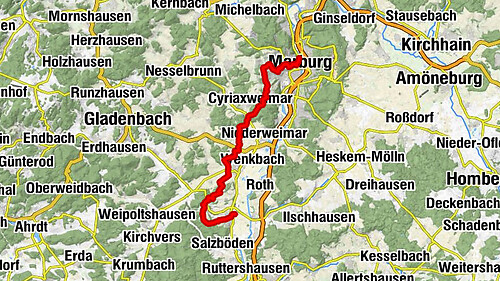 Lahnwanderweg 07. stage upstream Fronhausen - Marburg