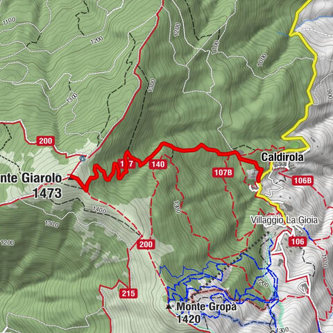 Weg 107: Caldirola - Monte Giarolo Wanderweg