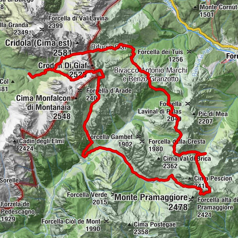 Loop of the Friulian Dolomites from Forni di Sopra