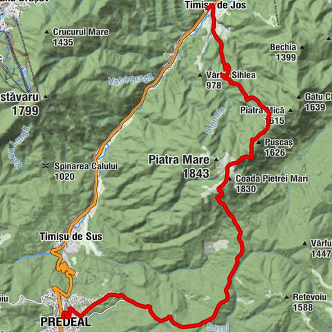 Timișu de Jos - Șura de Piatră - Coada Pietrei Mari - Predeal