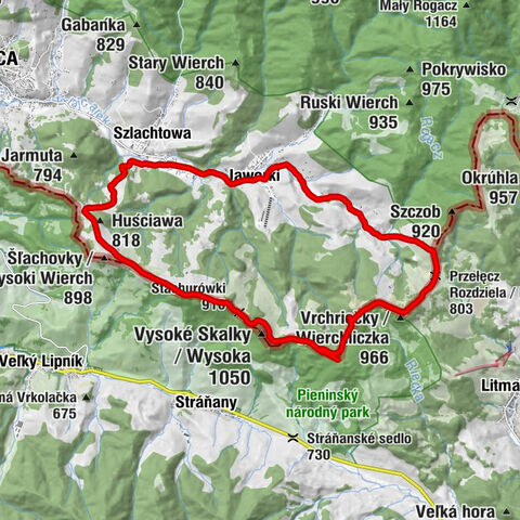 Na Brzegu - Vysoké Skalky / Wysokie Skałki - Smerekowa / Vysoká - Vrchriečky / Wierchliczka