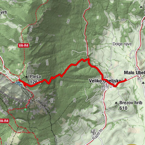 Malo Ubeljsko - Hrib - Pleša - Vojkova koča na Nanosu