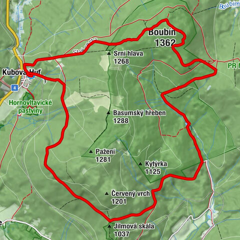 Kubova Huť - Srní vrch - Boubín