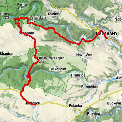 Jamolice - Biskoupský kopec - Velká skála - Espresso