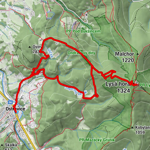 Valašská koliba - Lysá hora - Chata Emil Zátopek - Desítka - Chata Emil Zátopek - Maraton