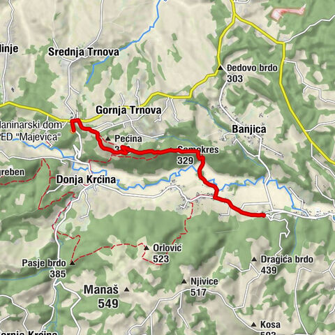Манастир Тавна - Samokres - Crveno brdo - Planinarski dom PED "Majevica"