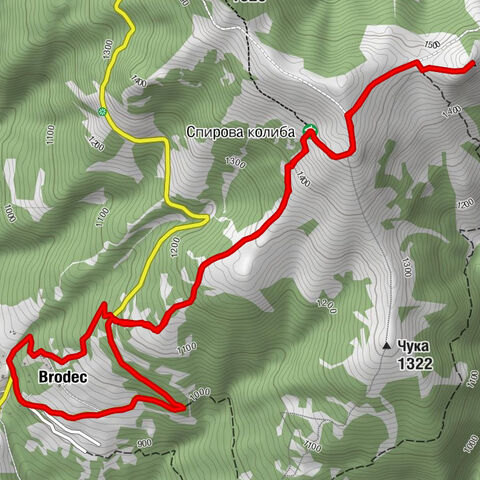 Бродец - Спирова колиба - Црн Камен