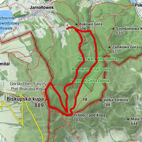 Jarnołtówek - Przełęcz pod Kopą - Biskupská kupa - Górski Dom Turysty „Pod Biskupią Kopą”