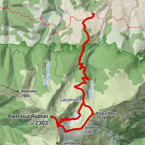 Borșa - Piatra Alba - Grohotu - Pietrosul Rodnei
