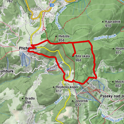 Příchovice u Kořenova - Příchovice - Rejdice - Bílá skála