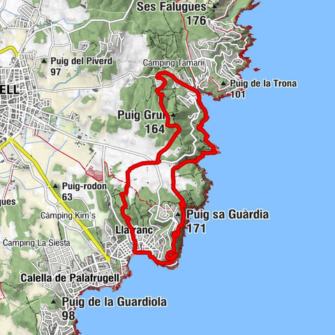 Llafranc - Puig Gruí - Puig sa Guàrdia - Ermita de Sant Sebastià de la Guarda