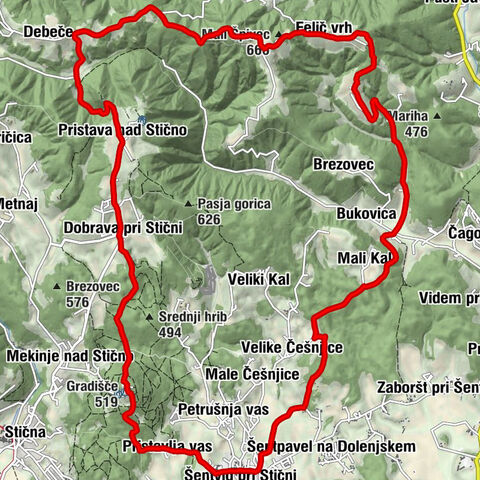 Šentvid pri Stični - Felič vrh - Mali Špivec - Osrenca