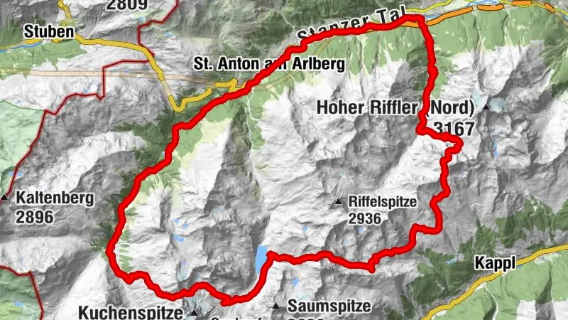St. Anton - Edmund Graf Hütte - Niederelbe Hütte - Darmstädter Hütte - Konstanzer Hütte - St. Anton