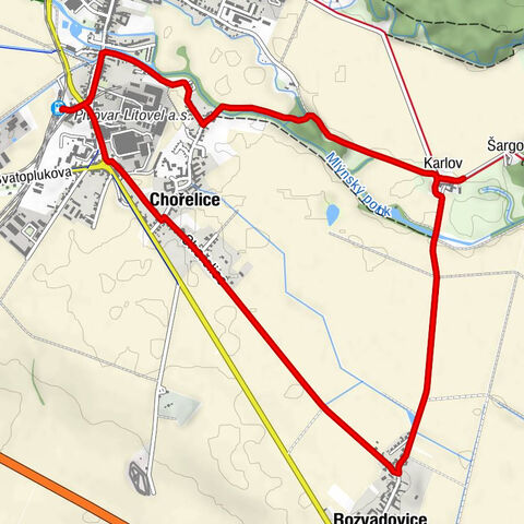 Litovel předměstí - Litovel - Chořelice - Rozvadovice