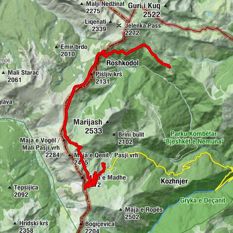 Zllonopoj - Maja e Bajrakut - Pišljiv krš - Stanet e Bjeshkëve te Belegut