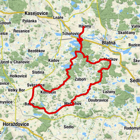 Hajany - Vrbno - Čečelovice - Míšná hora