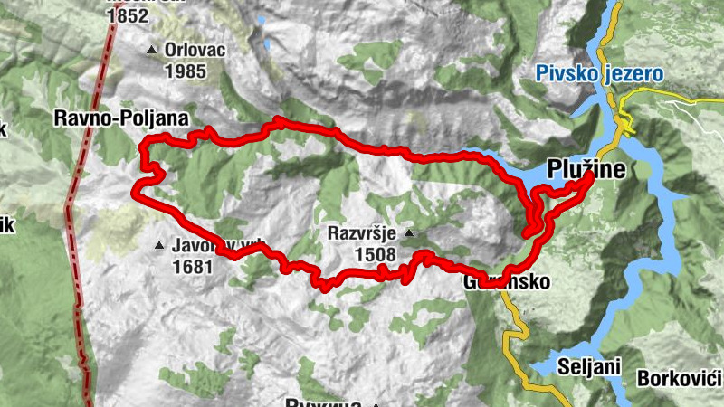 Plužine - Kula - Šejtan kula - Jezero