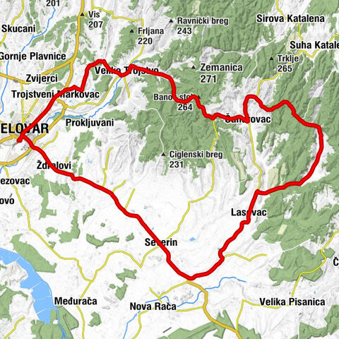 Bjelovar - Jovički breg - Vis - Banov stol