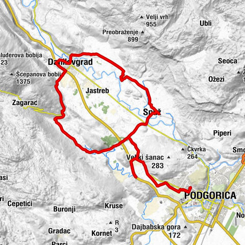 Podgorica - Lazarev Krst - Danilovgrad - Spuž