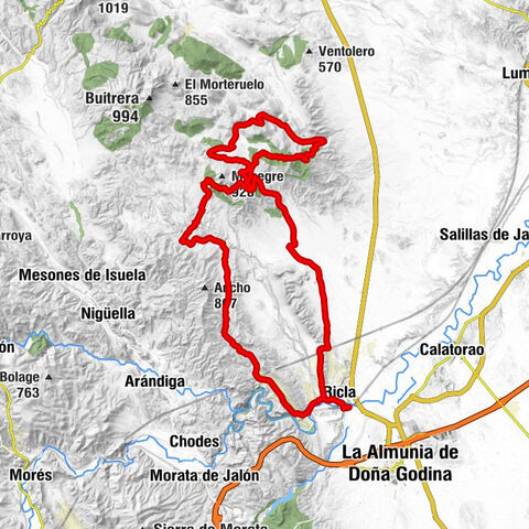 Ricla-La Almunia - Ricla - El Cabijordo - Santuario de Rodanas