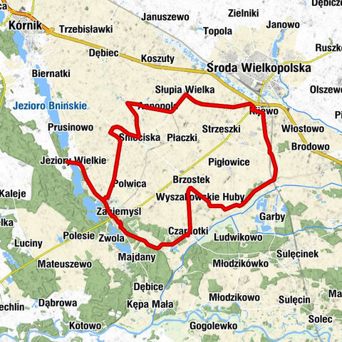 Jeziory Wielkie - Jeziory Małe - Kościół Św. Jadwigi Śląskiej - Środa Wielkopolska