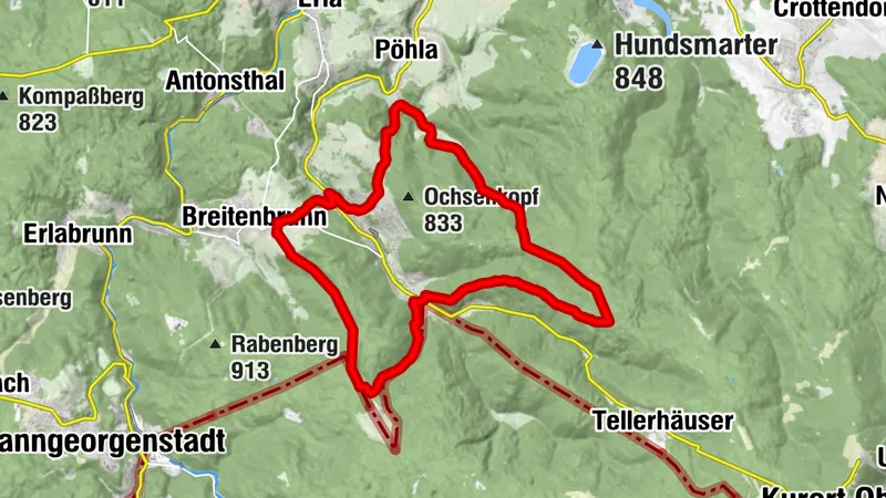 Day tour Kammweg 22 Between Breitenbrunn, Pöhla and Rittersgrün (25km)