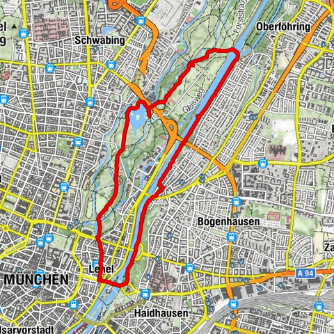Idyllischer Rundweg Lehel - Isarauen - Englischer Garten